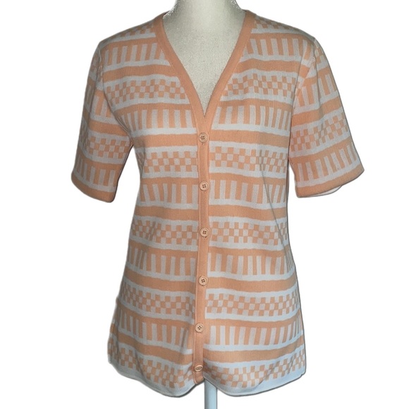 Vintage Atomic Retro Print Pastel Button Front Blouse - Picture 2 of 10